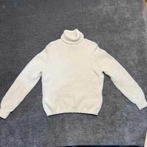 Talbots Petites Cream Textured‎ Knit Turtleneck Sweater Size L
